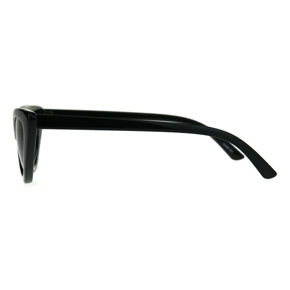 Classic Narrow Cat Eye Gothic Plastic Sunglasses All Black Cateye Sunnies - Picture 3 of 3